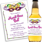 Mardi Gras Ball Theme Invitations and Favors
